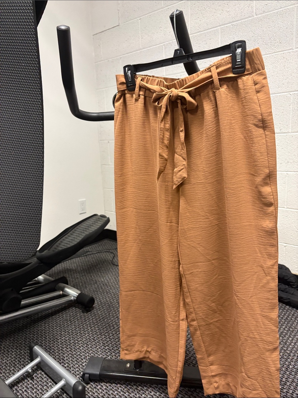 Rafaella Wide-Leg Tie-Waist Pants in Rust-Tan